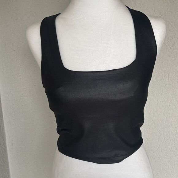 Vegan Leather Black Sports Bra Size Small - Picture 1 of 9